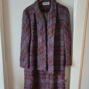Bromley Boucle Scarf Trench Coat Union Made Wool Shades of Purple Womans XL